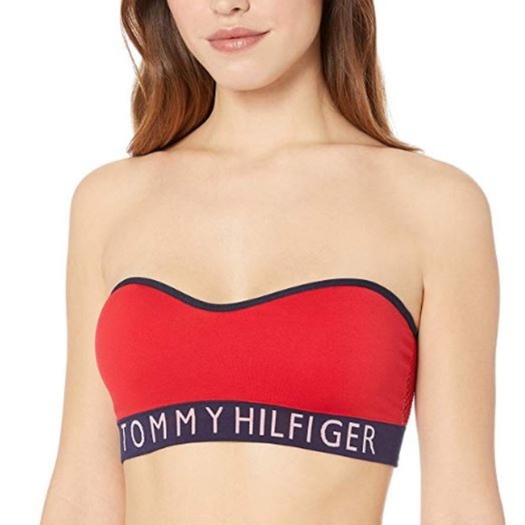 NWT TOMMY HILFIGER Red Logo Bandeau Bra Large - Picture 5 of 7